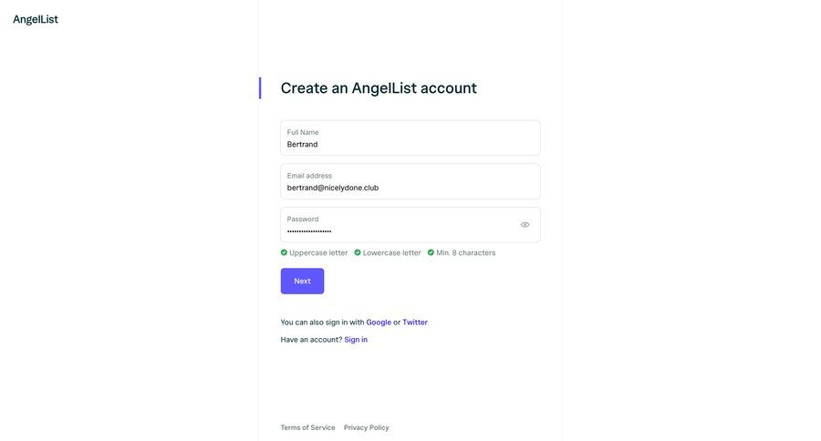 Angellist
				signup page example