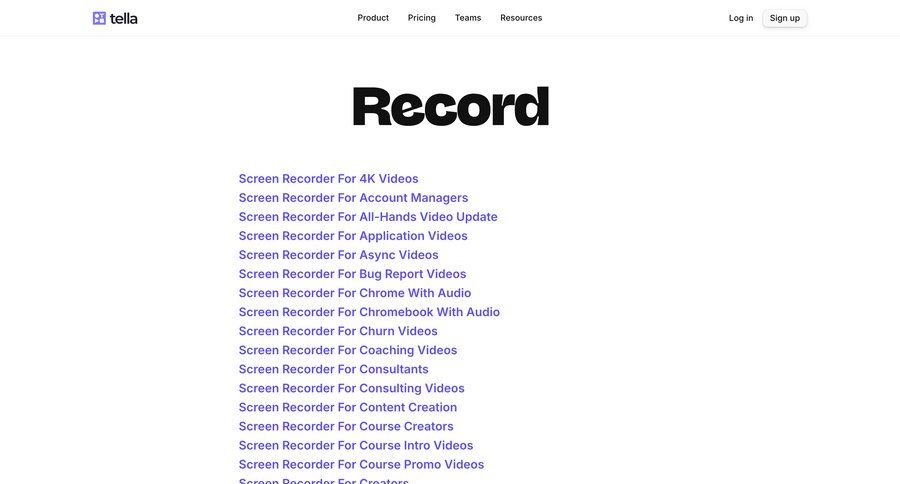 Tella
			 records ui page example