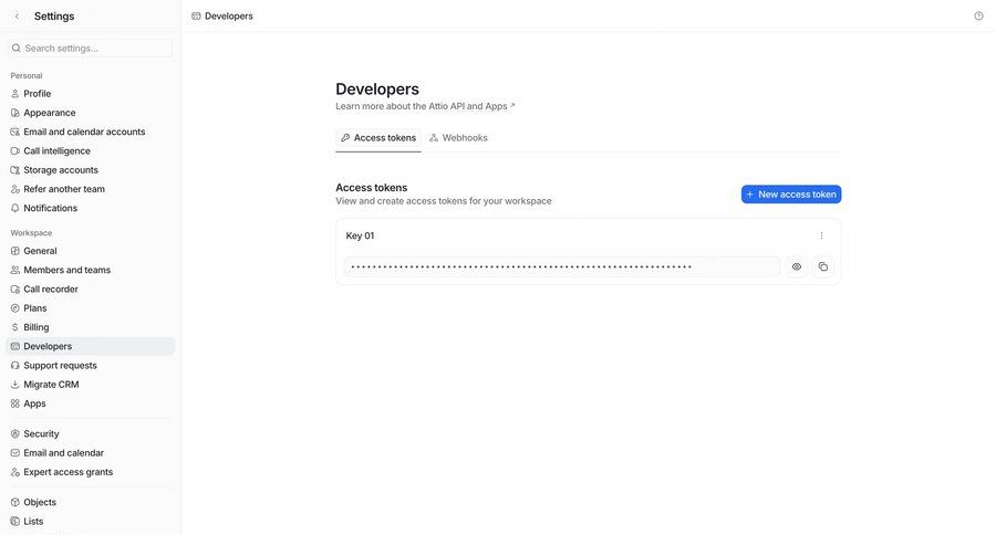 Attio
			 configuration settings sidebar navigation sidebar security ui page example