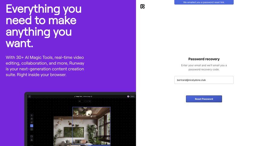 Runway
				notification page example