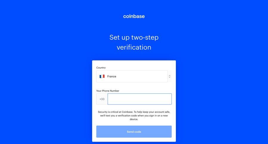 Coinbase
				onboarding page example