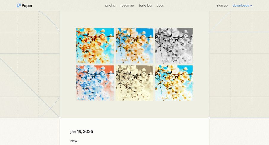 Paper
				changelog ui page example
