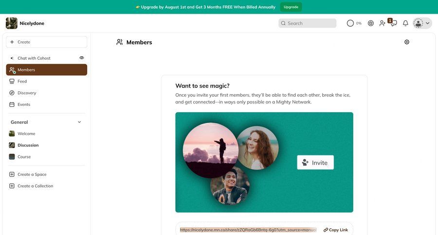Mighty
			empty state team referral & invite your friends team settings sidebar navigation onboarding sidebar menu ui page example