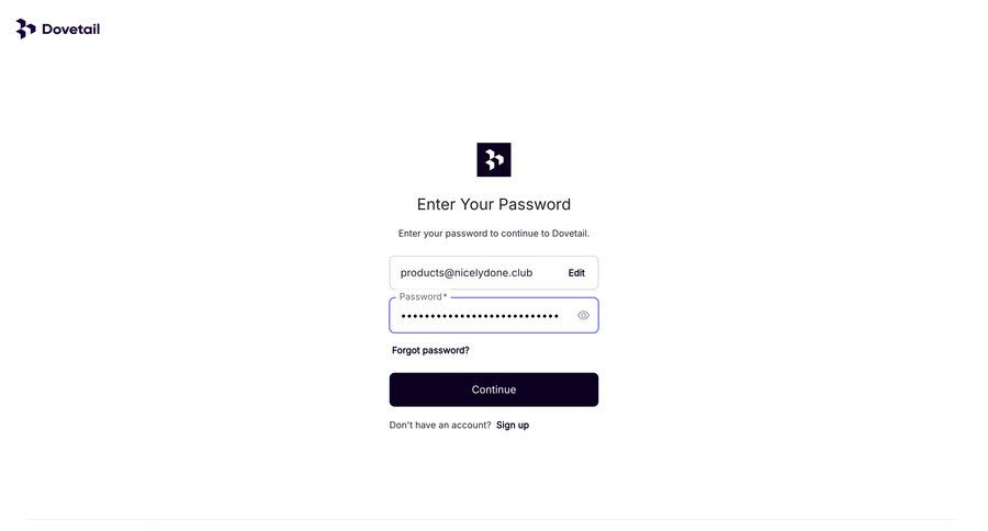 Dovetail
				signin ui page example