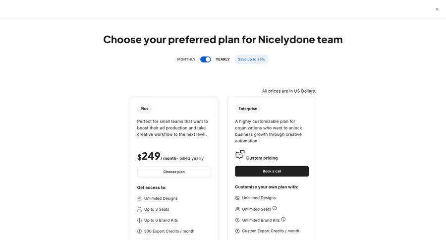 Creatopy
			 plan comparison subscription plans features table ui page example