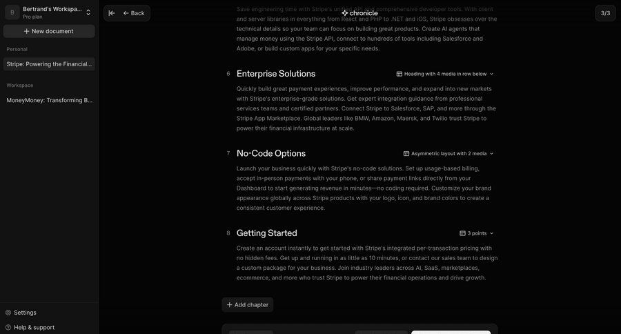 Chronicle
			 content management full-screen layout content hierarchy navigation sidebar menu documentation ui page example
