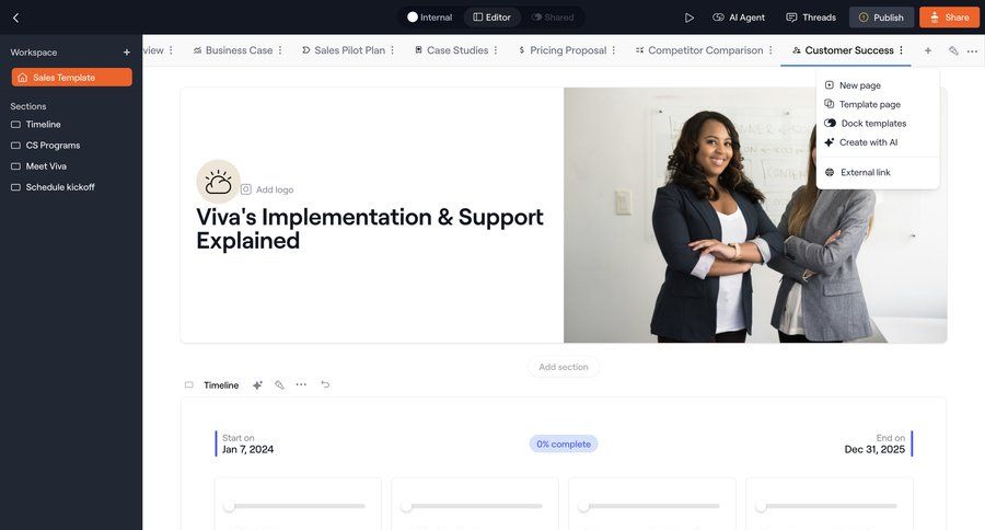 Dock
			team templates actions history timeline view ui page example