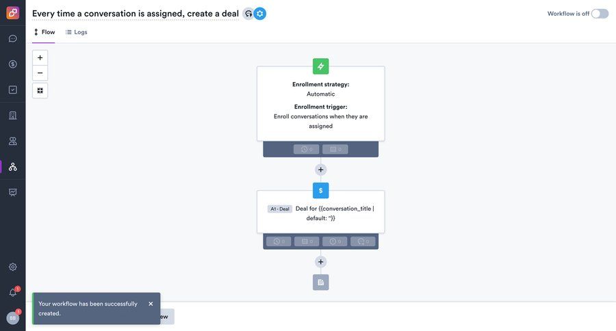Overloop
			 grid workflow automation workflow management workflow builder workflow creation drag and drop workflow screen sidebar create conversational workflow nodes ui page example