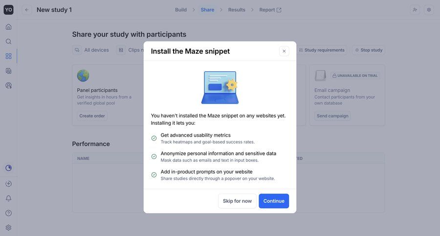 Maze
			 onboarding modal ui page example