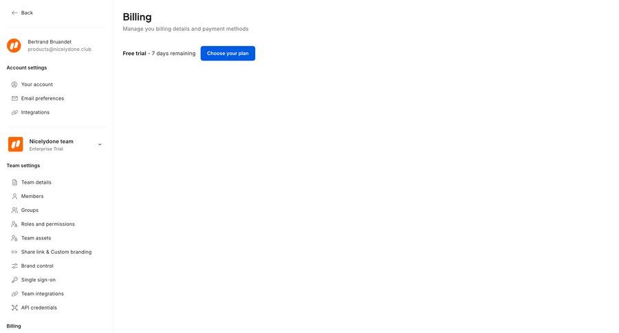 Creatopy
			billing settings settings sidebar navigation account management progress indicator account settings subscription management ui page example
