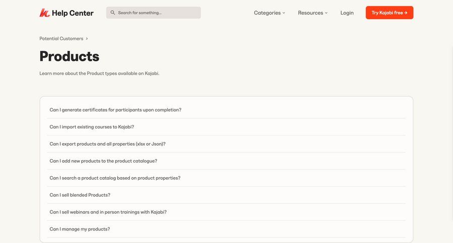 Kajabi
			 manage links trainings ui page example