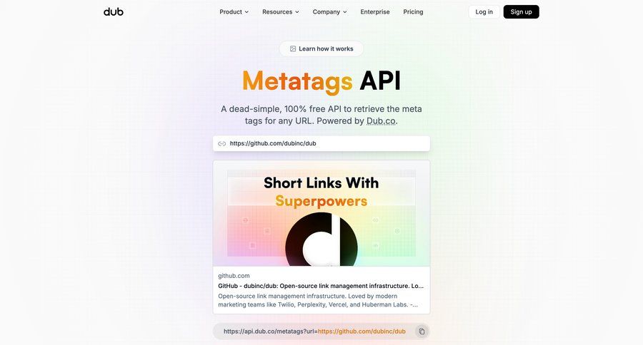 Dub
			api product page feature demo features testimonials enterprise ui page example