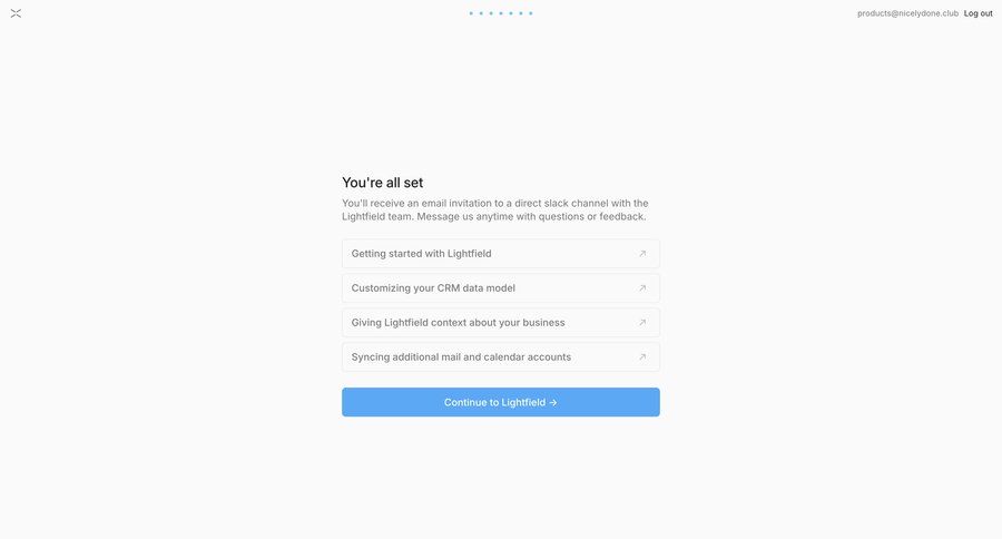 Lightfield
				onboarding ui page example
