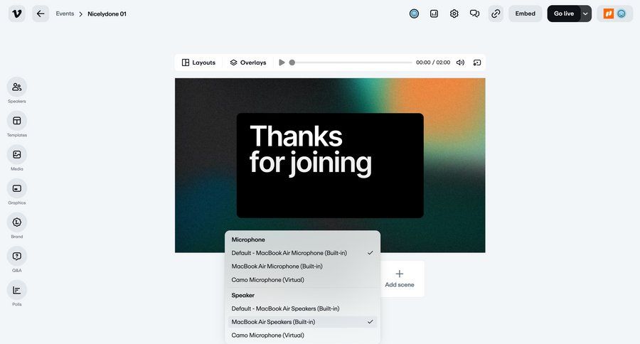 Vimeo
			 audio configuration ui page example