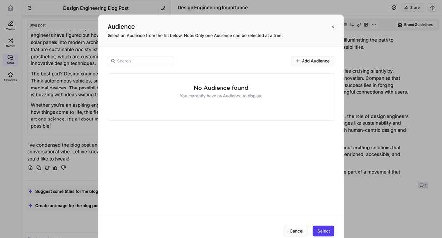 Jasper
			 content management audience management ui page example