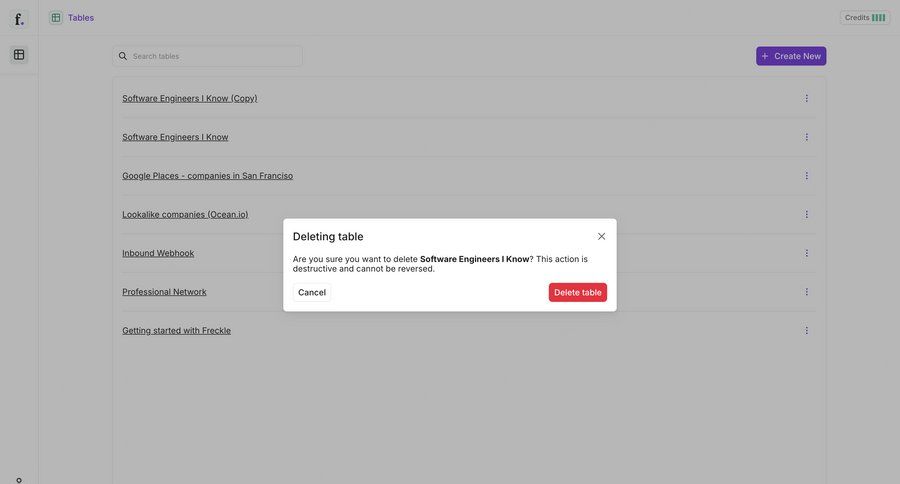 Freckle
			 data management grid delete confirmation cancel action ui page example