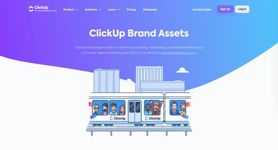 ClickUp
			feature brand resources typography features management color palette media gallery press release features assets media assets marketing website design enterprise enterprise settings ui page example
