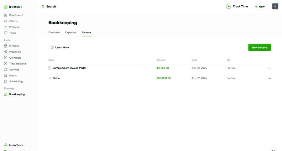 Bonsai
			 finance sidebar records menu table ui page example