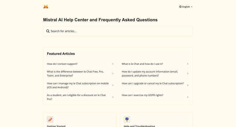 Mistral
			 customer support knowledge base ui page example