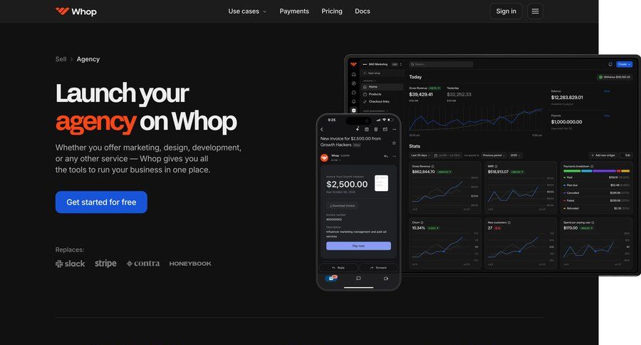 Whop
				product page ui page example