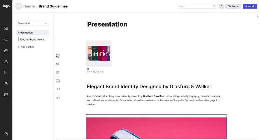 Lingo
			detail page share collection content content management sidebar navigation design full-screen layout content hierarchy menu ui page example