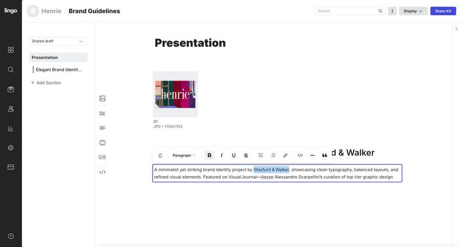 Lingo
			 content management sidebar navigation editor design full-screen layout upload image sidebar menu version control ui page example
