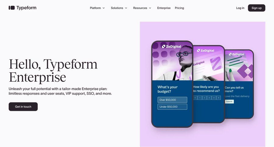 Typeform
				enterprise ui page example