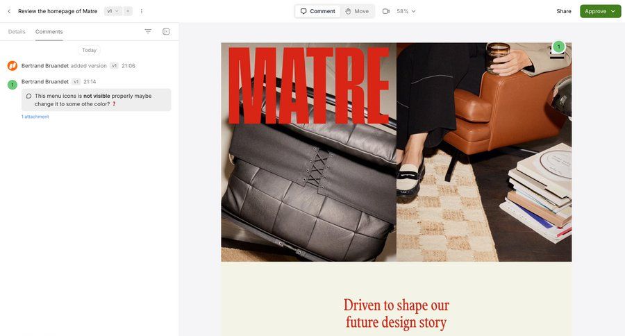 Workflow
			comments & reactions edit content collaboration split screen attachment version history version control ui page example