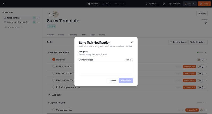 Dock
			notification list modal & popover task management ui page example