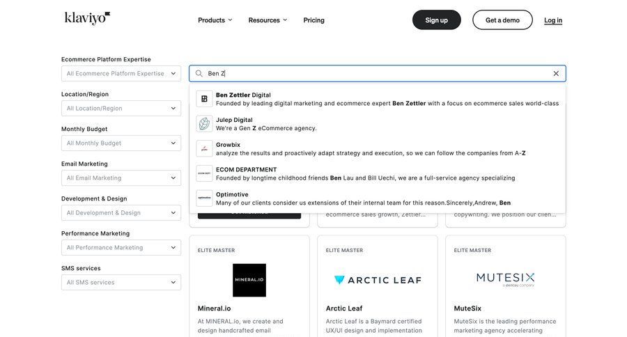 Klaviyo
			search alternative comparison page competition vs comparision alternatives search results ui ui page example
