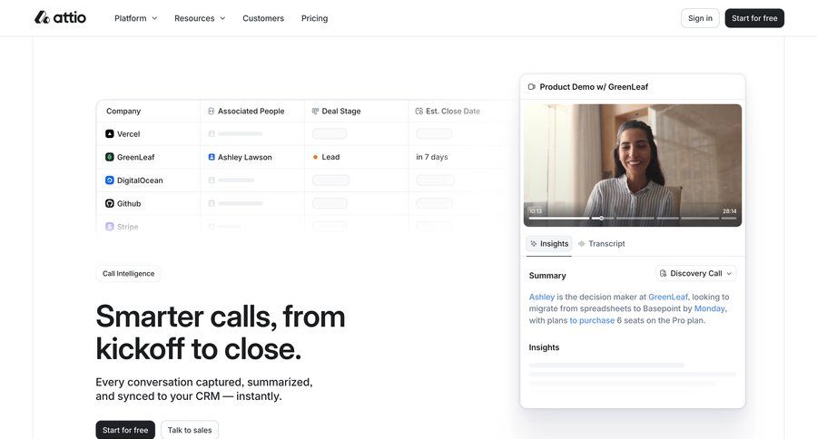 Attio
				plans & pricing ui page example
