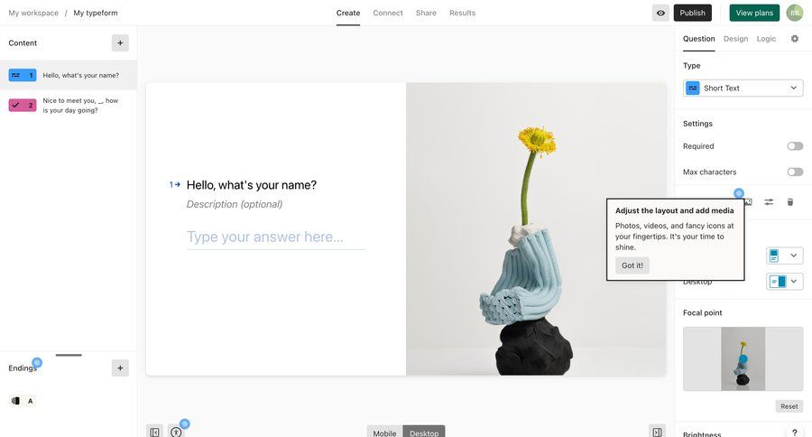 Typeform
			       ux ui design