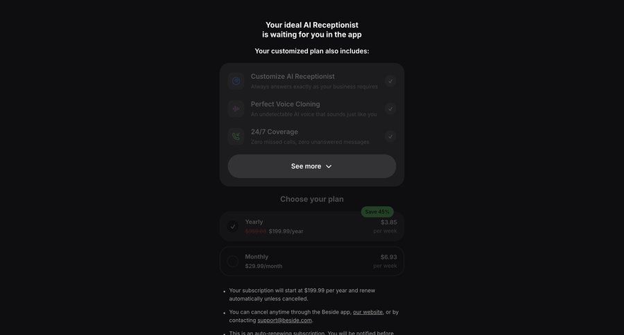 Beside
			 pricing plans ui page example