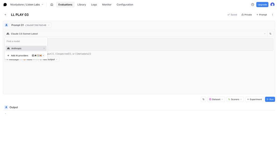 Braintrust
			 menu configuration artificial intelligence machine learning ai model selection natural language processing ui page example