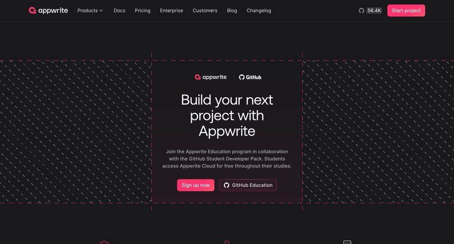 Appwrite
				landing page ui page example