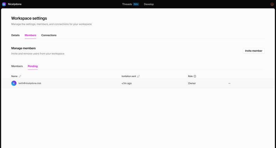 Hypermode
			settings team workspace settings invite teammate collaboration configuration settings onboarding account setup workspace settings table ui page example