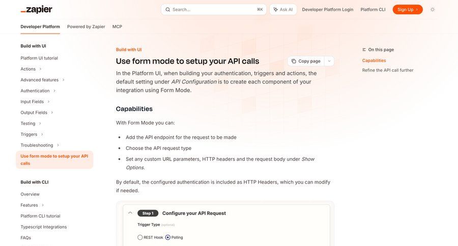 Zapier
				settings ui page example