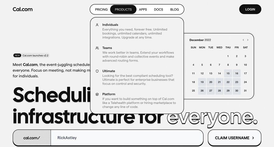 Cal.com
			      ux ui design