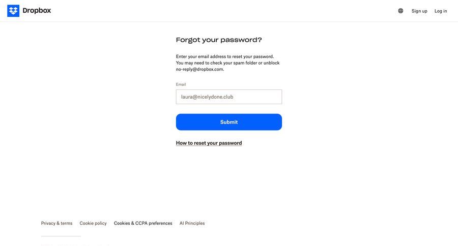 Dropbox
				signin page example