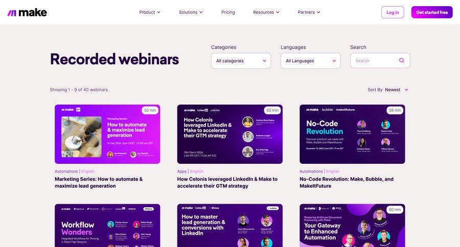 Make
			list webinars document list ui page example