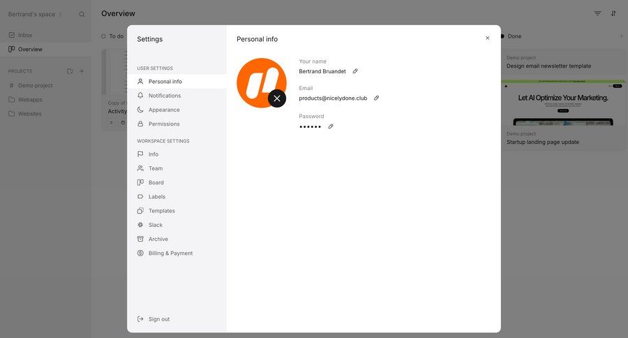 Workflow
			 settings account management form user settings workspace settings account settings ui page example