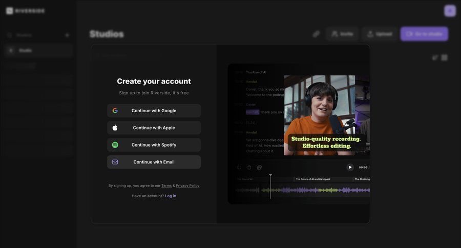 Riverside
				signup ui page example