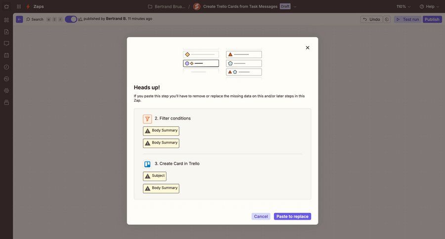 Zapier
			modal & popover warning state edit modal screen data management configuration automation data mapping workflow configuration alert configuration screen ui page example
