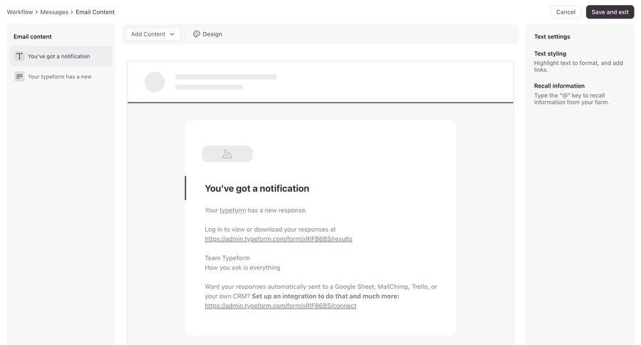 Typeform
				notification ui page example