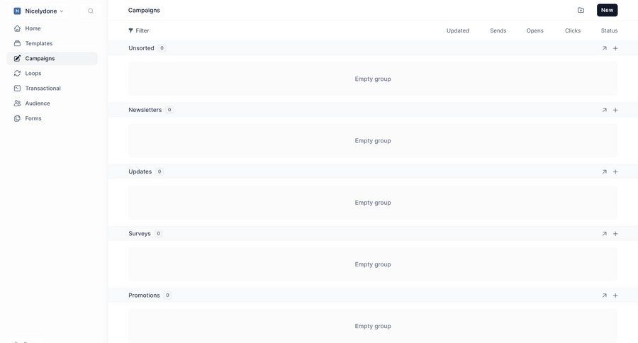 Loops
			 campaign management email marketing ui page example