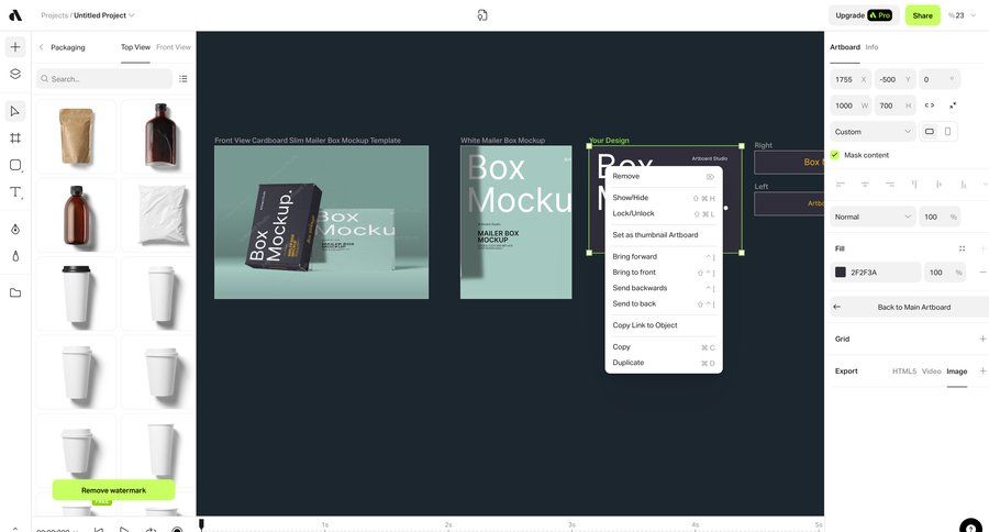 Artboard Studio
			 grid design export sidebar menu modern duplicate reorder ui page example