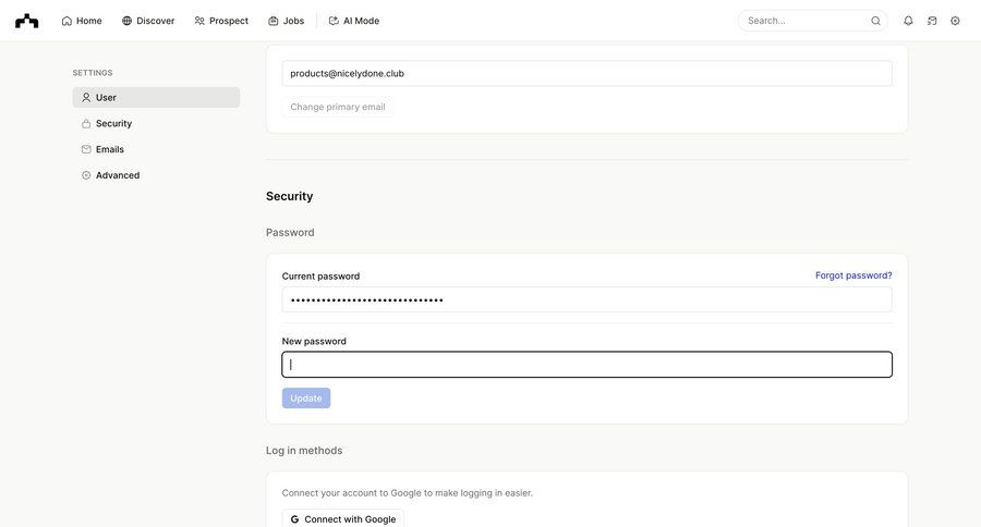 The org
			 settings sidebar navigation account management form account setup account security account settings user profile change password password update ui page example