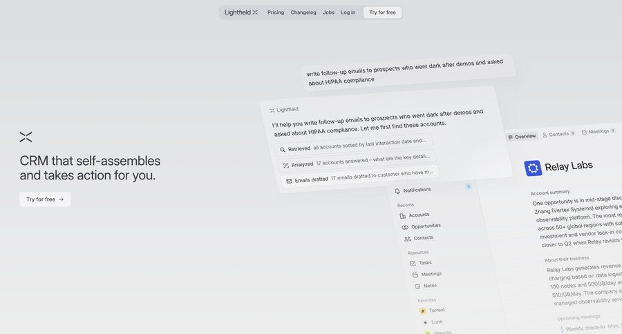 Lightfield
				landing page ui page example