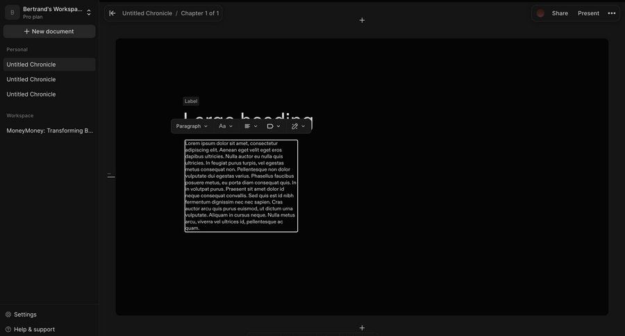 Chronicle
			multi-factor authentication (mfa) sidebar navigation editor document editing document management full-screen layout document creation content hierarchy sidebar menu ui page example