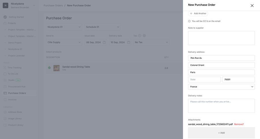 Programa
			 modal screen project management form file upload attachment note creation new create date picker order tracking summary ui page example